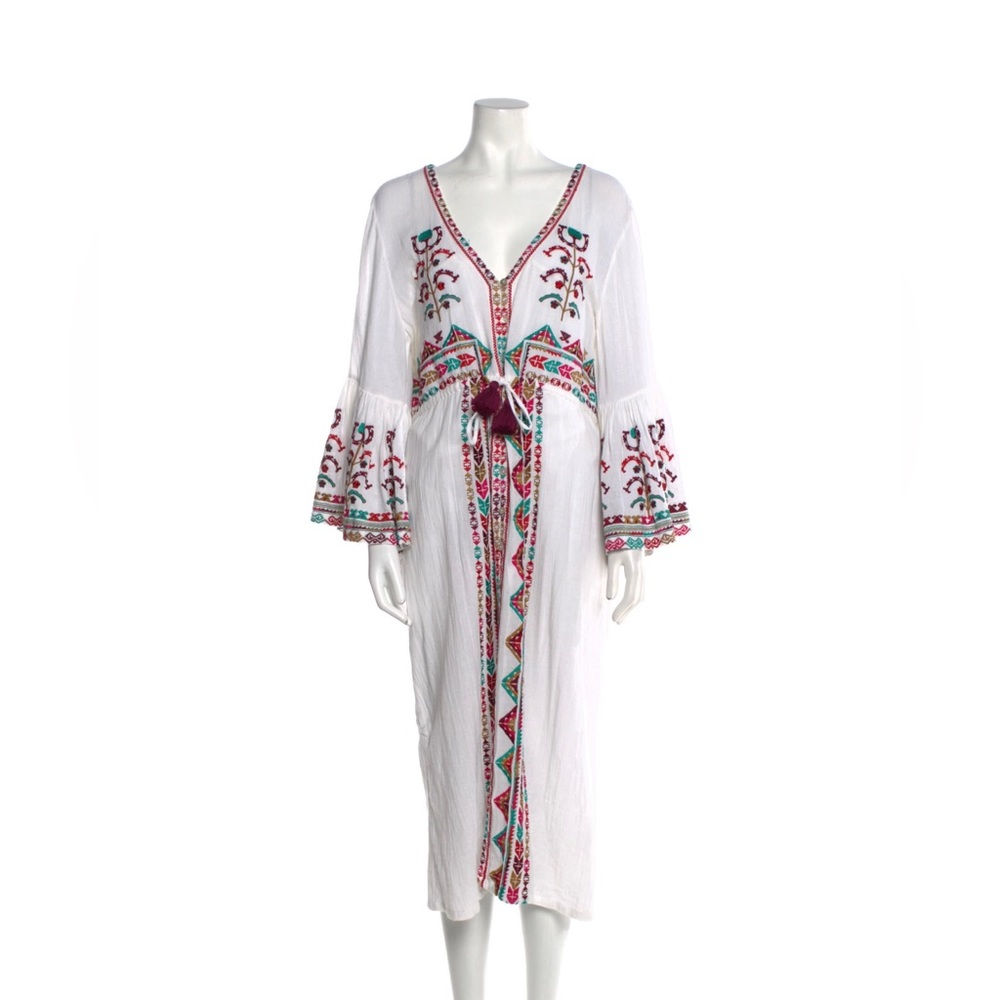 Figue white embroidered midi dress